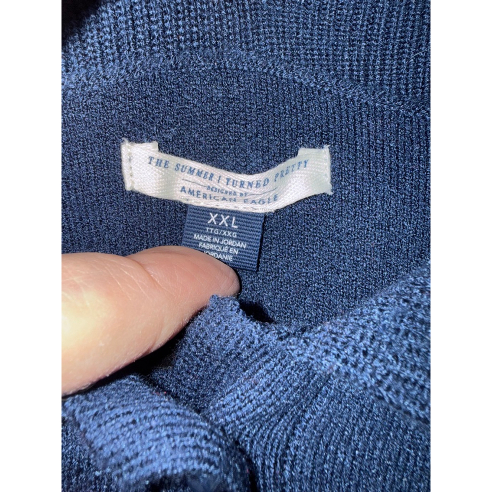 American Eagle Red Navy Striped Finch College Sweater XXL - Picture 4 of 4
